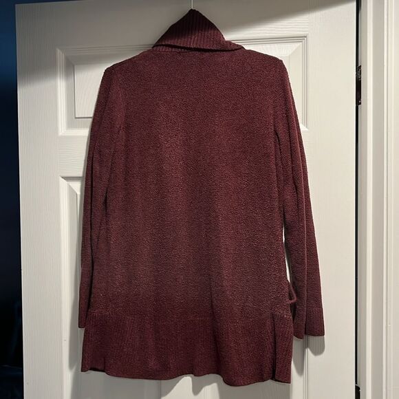 EUC Barefoot Dreams Cozy Chic Lite Circle Cardigan Rosewood Color Size Medium.